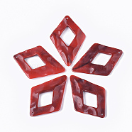 Acrylic Big Pendants, Imitation Gemstone Style, Kite, FireBrick, 59x39x5.5mm, Hole: 2mm(X-OACR-T021-008E)