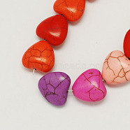 Synthetical Turquoise Beads Strands, Dyed, Heart, Mixed Color, 24x24x9mm(TURQ-S121-24x24mm-M)