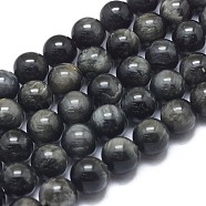 Natura Hawk's Eye Beads Strands, Eagle Eye Stone, Grade A, Round, 8mm, Hole: 1mm, about 51pcs/Strand, 15.75 inch(40 cm)(G-D0001-22A-8mm)
