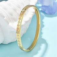 304 Stainless Steel Rhinestone Bangles for Women, Rhombus, Real 18K Gold Plated, Inner Diameter: 2-2/8x2-3/8 inch(5.05x6cm)(BJEW-Z092-13G)