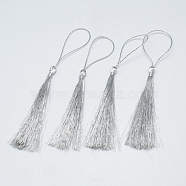 Nylon Tassel Big Pendant Decorations, Silver, 135~145mm, Tassel: 78~85x5mm(OCOR-T007-02)