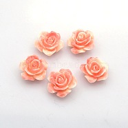 Rose Flower Resin Beads, Dark Salmon, 14x7mm, Hole: 1mm(X-RESI-E005-02-14mm)