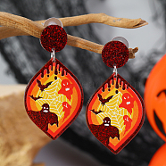 Acrylic Ghost Halloween Pendant DIY Keychain Stud Earrings Accessories, Yellow(DI2414-6)