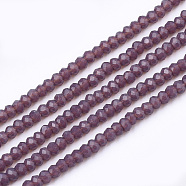 Opaque Solid Color Glass Beads Strands, Faceted, Rondelle, Rosy Brown, 2~2.5x1~1.5mm, Hole: 0.5mm, about 165~170pcs/strand, 11.81 inch~12.20 inch(30~31cm)(GLAA-S178-12A-12)