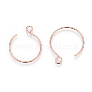 Ion Plating(IP) 304 Stainless Steel Earring Hooks, with Horizontal Loop, Rose Gold, 22x18mm, Hole: 2.5mm, Pin: 0.8mm(X-STAS-L216-02A-RG)