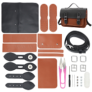 DIY Imitation Leather Satchel Making Kits, including Fabrics, Adjustable Shoulder Straps, Cotton Threads, Needles, Scissor, Screwdriver, Buckles, Mixed Color(DIY-WH0304-530)