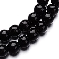 Glass Round Bead Strands, Black, 4mm, Hole: 1mm, about 75~80pcs/strand, 11 inch