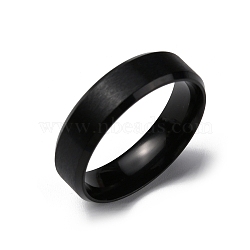 PVD Vacuum Plating Matte Style 304 Stainless Steel Wide Band Finger Rings for Women Men, Plain Band Rings, Electrophoresis Black, 6mm, Inner Diameter: US Size 9 1/2(19.3mm)(RJEW-WH0009-14D-EB)