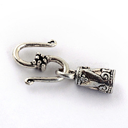 Tibetan Style Alloy Hook and S-Hook Clasps, Cadmium Free & Lead Free, Antique Silver, 11x13x3.5mm(TIBEP-S300-21AS-RS)