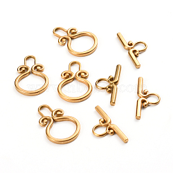 Ion Plating(IP) 304 Stainless Steel Toggle Clasps, Golden, Ring: 22.5x15x2mm, Hole: 6mm, Inner Diameter: 6x3.5mm, Bar: 22x10x2mm, Hole: 5x4mm(X-STAS-D142-03A-G)