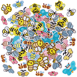 80Pcs 10 Style Computerized Embroidery Cloth Iron on/Sew on Patches, Costume Accessories, Appliques, Insect, Mixed Color, 15.5~36.5x25.5~51.5x1.5mm, 8pcs/style(DIY-AR0003-21)