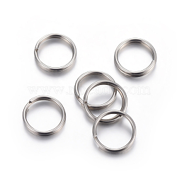 304 Stainless Steel Split Rings, Double Loops Jump Rings, Stainless Steel Color, 5x1mm, Inner Diameter: 3.8mm, Single Wire: 0.5mm(STAS-P223-22P-01)