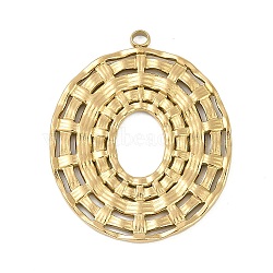 304 Stainless Steel Pendants, Oval Charm, Ion Plating(IP), Real 18K Gold Plated, 31x25x1.5mm, Hole: 2mm(STAS-I325-111G)