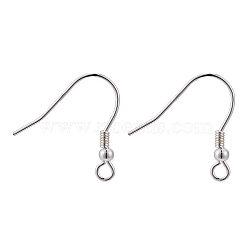 925 Sterling Silver Earring Hook Findings, Silver, 21 Gauge, Pin: 0.7mm, 18mm, Hole: 2mm, about 41pairs/20g(STER-M104-01C)