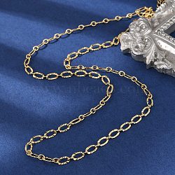 Brass Textured Oval Link Chain Necklaces for Women Men, Rack Plating, Long-Lasting Plated, Lead Free & Cadmium Free, Real 18K Gold Plated, 18.66 inch(47.4cm)(NJEW-F337-07G)