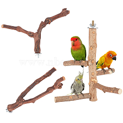 AHANDMAKER Satinwood Parrot Standing Twig, with Iron Finding, Pet Supplies, Coconut Brown, 22.9x23.5x23cm(AJEW-GA0002-79)