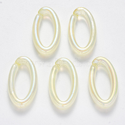 Transparent Acrylic Linking Rings, Quick Link Connectors, For Jewelry Chains Making, AB Color Plated, Imitation Gemstone Style, Oval, Beige, 35x18.5x6.5mm, Inner Diameter: 25x9.5mm(TACR-T016-04B)