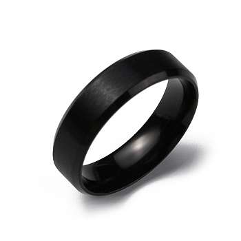 PVD Vacuum Plating Matte Style 304 Stainless Steel Wide Band Finger Rings for Women Men, Plain Band Rings, Electrophoresis Black, 6mm, Inner Diameter: US Size 9 1/2(19.3mm)