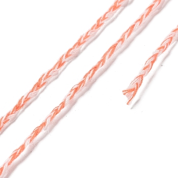 20M Polycotton Braided Cord, Flat, for DIY Jewelry Making, Light Salmon, 2x0.7mm, about 21.87 Yards(20m)/Roll