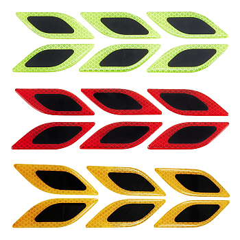 3 Sets 3 Colors Leaf Shape Resin Car Door Protector Anti-collision Strip Sticker, Reflective Sticker, Mixed Color, 100x34x2mm, 1 set/color