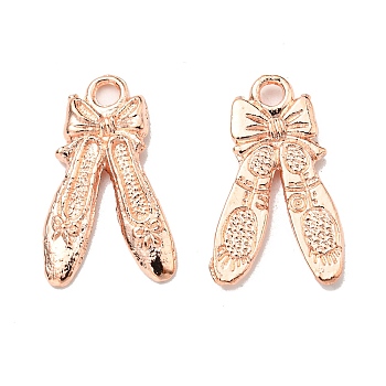 Tibetan Style Alloy Pendants, Cadmium Free & Nickel Free & Lead Free, Dance Shoes with Bowknot, Rose Gold, 21x12.5x2mm, Hole: 2mm, about 810pcs/1000g