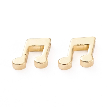 Brass Beads, Top Drilled Beads, Long-Lasting Plated, Musical Note, Real 18K Gold Plated, 8x9x2.5mm, Hole: 1.4mm