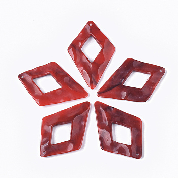 Acrylic Big Pendants, Imitation Gemstone Style, Kite, FireBrick, 59x39x5.5mm, Hole: 2mm