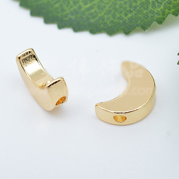 Brass Beads, Long-Lasting Plated, Moon, Real 18K Gold Plated, 12x8mm
