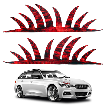 Rhinestone Car Headlight Sticker, Eyelash, Ruby, 75x245x1.5mm