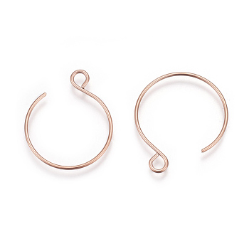 Ion Plating(IP) 304 Stainless Steel Earring Hooks, with Horizontal Loop, Rose Gold, 22x18mm, Hole: 2.5mm, Pin: 0.8mm
