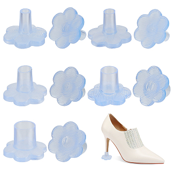 Gorgecraft 10 Sets 5 Style TPU Plastic High Heel Stoppers Protector, Non-slip Wearable Heel Cover Shockproof Accessories, Clear, 27.5~28x30x20.5~21mm, Hole: 5~13mm, 2 sets/style