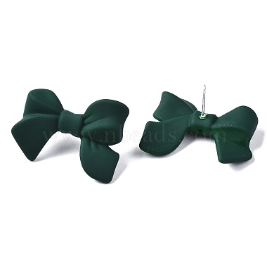 Spray Painted CCB Plastic Bowknot Stud Earring Findings(CCB-Q091-07D)-2