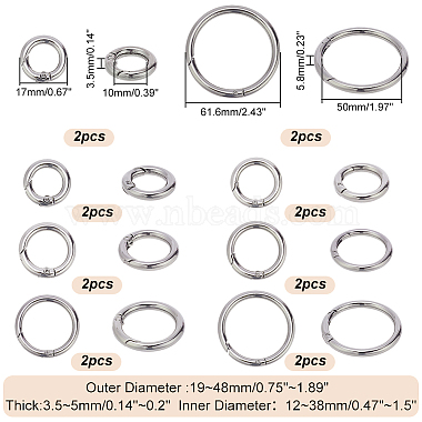 Pandahall Elite 16pcs 8 styles anneaux de porte à ressort en alliage(FIND-PH0007-80P)-2