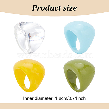 4Pcs 4 Colors Resin Plain Wide Dome Finger Rings Set for Women(RJEW-AN0001-10)-7