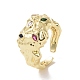 Colorful Cubic Zirconia Horse Eye Open Cuff Ring(RJEW-P032-40G)-1