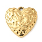304 Stainless Steel Pendants, Heart Charm, Golden, 22.5x22x3mm, Hole: 2mm(STAS-I322-11G-01)