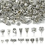 150Pcs 15 Styles Tibetan Style Alloy Spacer Beads, Tube, Antique Silver, 17x12x8mm, Hole: 2.5mm, 10pcs/style(TIBE-YW0001-59)