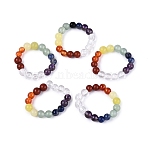Adjustable Natural Mixed Gemstone Bead Stretch Finger Rings, 18~19mm(RJEW-N056-01)