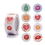 Flat Round Paper Thank You Stickers, with Word Thank you, Self-Adhesive Gift Tag Labels Youstickers, Mixed Color, 6.35x2.9cm, 500pcs/roll(DIY-C042-13B)