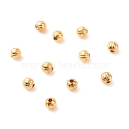 Brass Beads, Long-Lasting Plated, Pumpkin, Real 18K Gold Plated, 3mm, Hole: 0.9mm(X-KK-F824-103G)