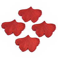 Rubberized Style Opaque Acrylic Pendants, Ginkgo Leaf, Dark Red, 33.3x44.9x4mm, Hole: 1.5mm(X-ACRP-T010-06)