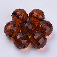 Transparent Acrylic Beads, Faceted, Round, Coconut Brown, 8x8mm, Hole: 1.5mm, about 1770pcs/500g(TACR-Q254-8mm-V60)