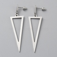 Alloy Hollow Out Triangle Dangle Stud Earrings for Women, Platinum, 66.5mm, Pin: 0.7mm(EJEW-WH0018-31P)