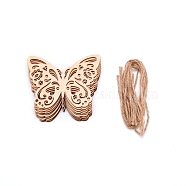 DIY Unfinished Hollow Butterfly Wooden Decorations Pendants, with Jute Twine, for Hanging Craft Making, PeachPuff, 67x90x2.5mm, Hole: 2~3mm(WOOD-TAC0010-01)