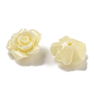 Synthetic Coral Dyed Carved Beads, Flower, Half Hole, Light Yellow, 12x8mm, Hole: 1mm(SHEL-I001-05A-02)