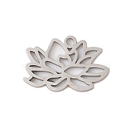 Non-Tarnish 304 Stainless Steel Pendants, Laser Cut, Hollow Birth Flower Charm, Stainless Steel Color, July Lotus, 9.5x14.5x1mm, Hole: 1.2mm(STAS-S139-06P-02)