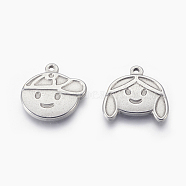 304 Stainless Steel Pendants, Children, Stainless Steel Color, 20x20x3mm, Hole: 1.6mm(STAS-E445-07)