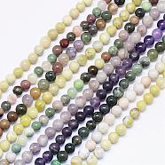 Natural Assorted Stone Round Bead Strands, 5~6mm, Hole: 1mm, about 67pcs/strand, 15.55 inch(G-F425-09)