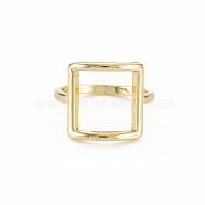 Hollow Rectangle Rack Plating Alloy Wide Band Rings, Cadmium Free & Lead Free, Light Gold, US Size 7 3/4(17.9mm)(RJEW-Q163-016-RS)