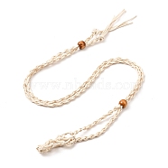 Braided Wax Rope Cord Macrame Pouch Necklace Making, Adjustable Wood Beads Interchangeable Stone Necklace, Linen, 35.43 inch(90cm), 4mm(X-NJEW-J007-01)